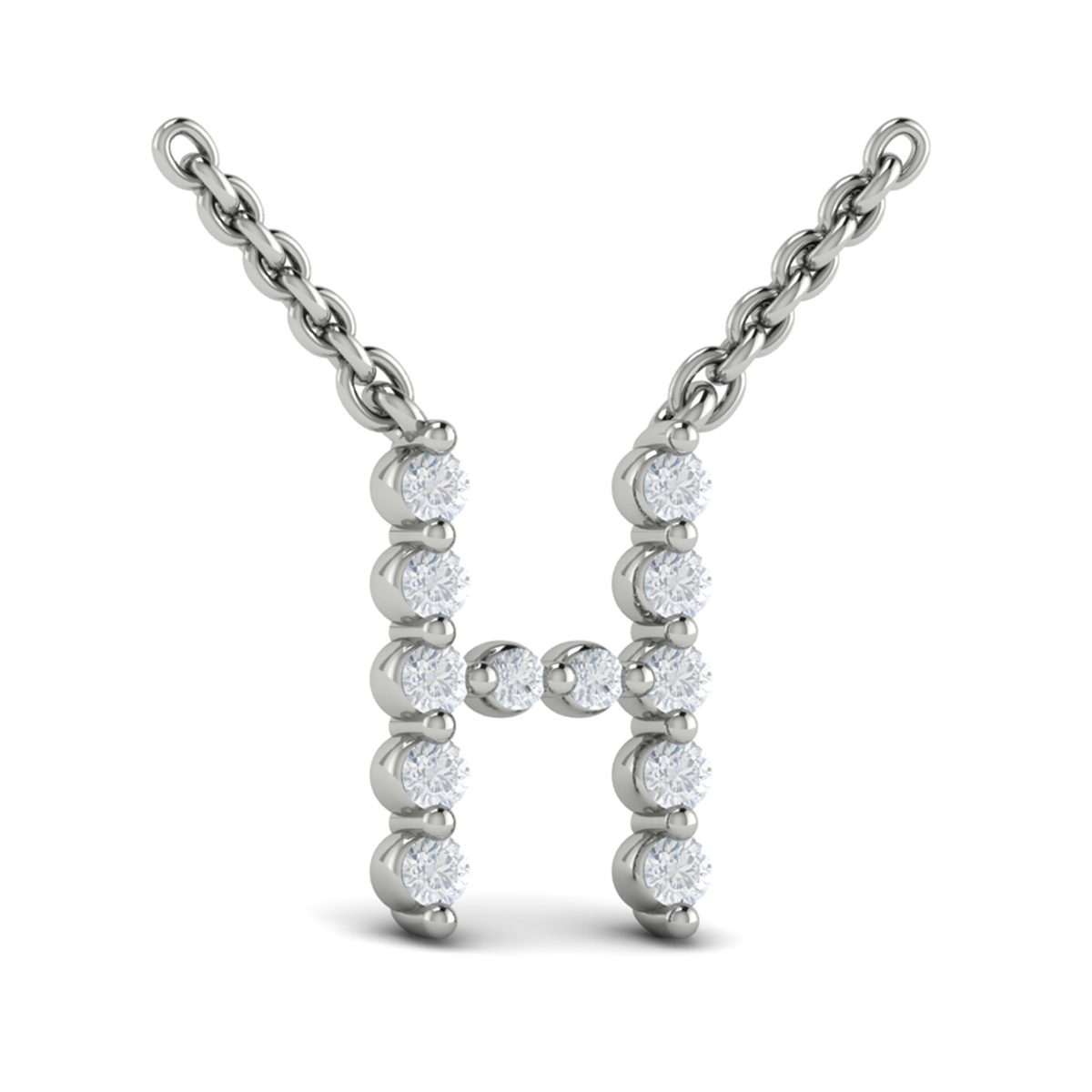 Diamond Alphabet Pendant Necklace, H
