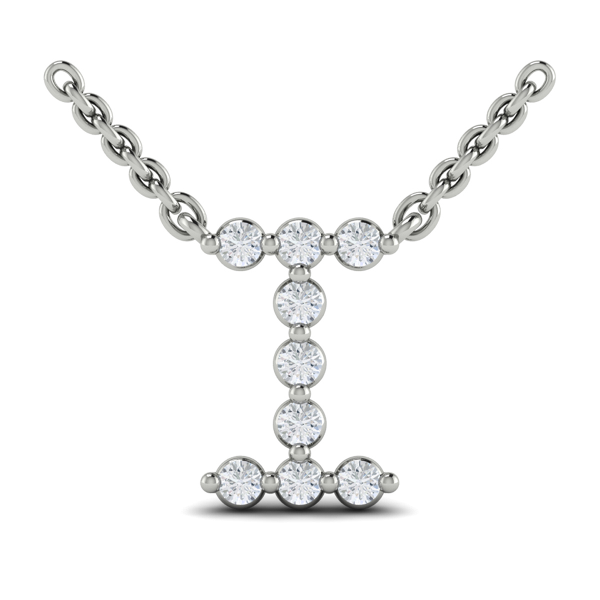 Diamond Alphabet Pendant Necklace, I