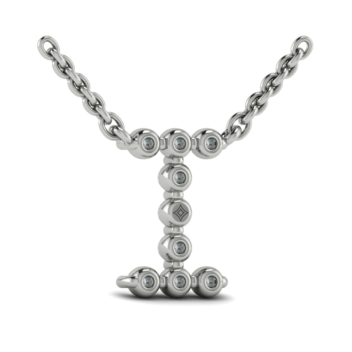 Diamond Alphabet Pendant Necklace, I