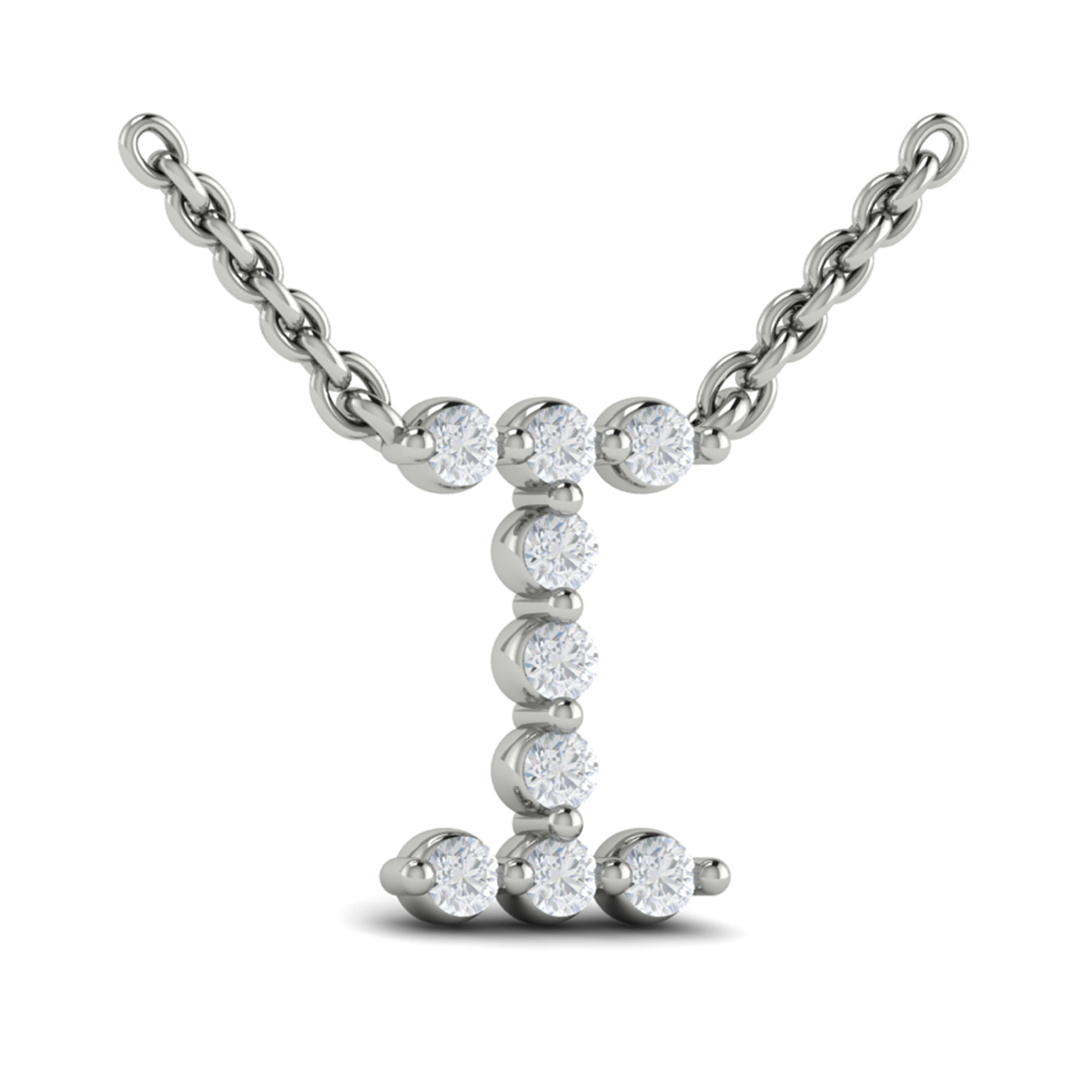 Diamond Alphabet Pendant Necklace, I
