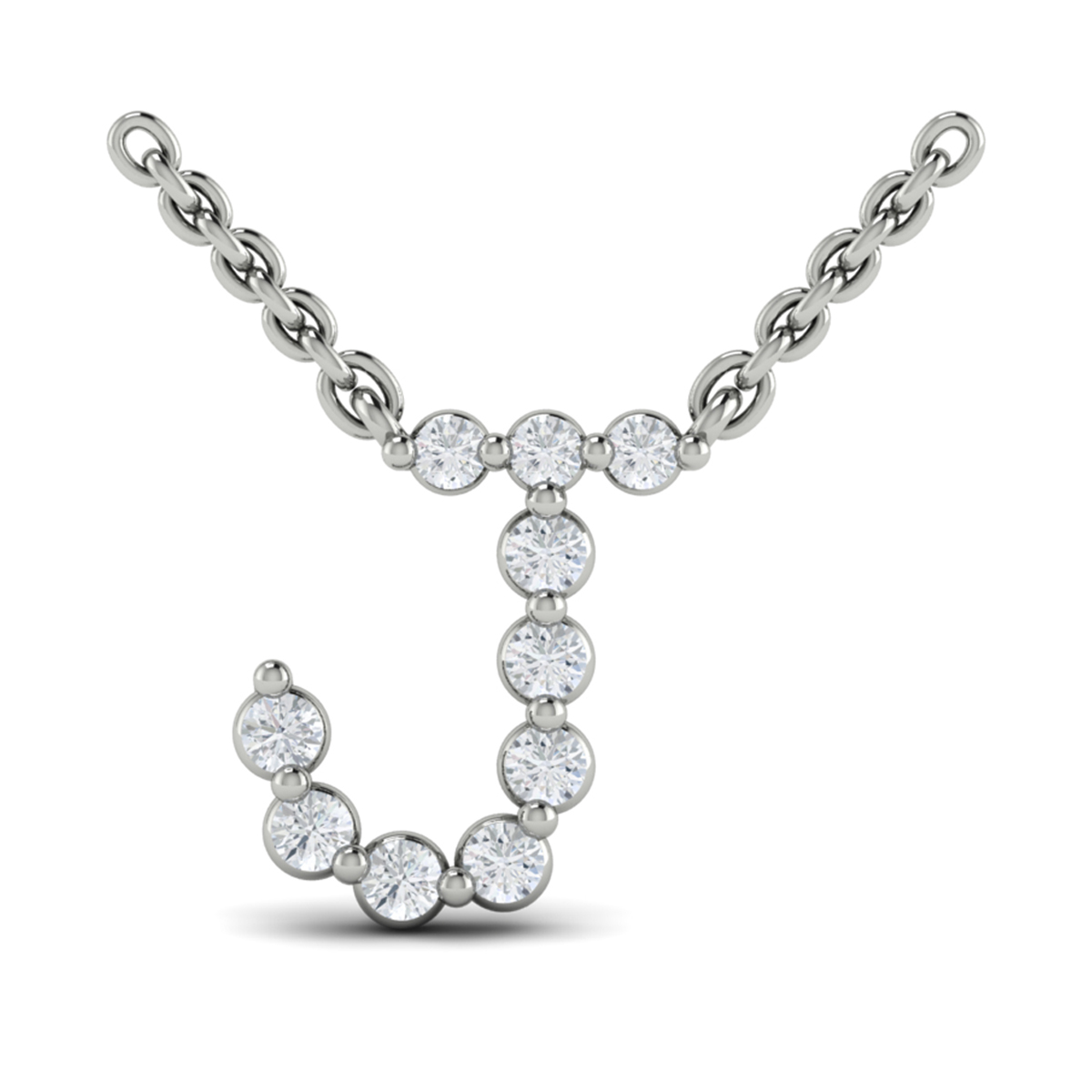 Diamond Alphabet Pendant Necklace, J