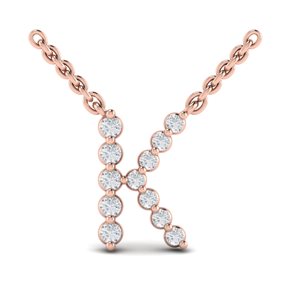 Diamond Alphabet Pendant Necklace, K