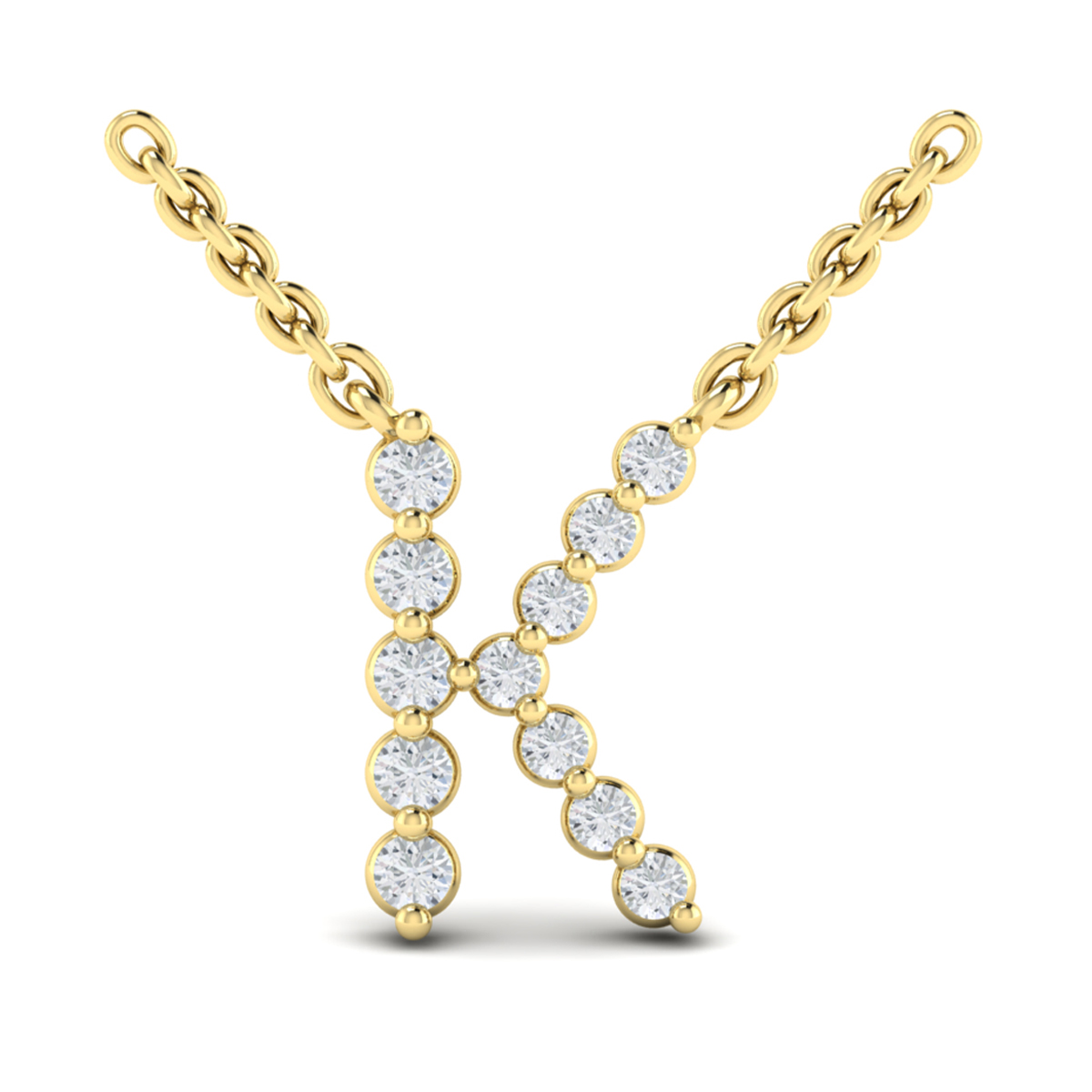 Diamond Alphabet Pendant Necklace, K