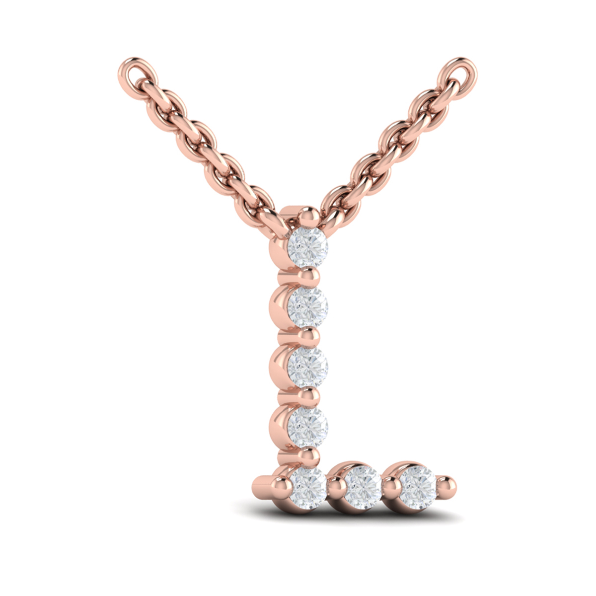 Diamond Alphabet Pendant Necklace, L