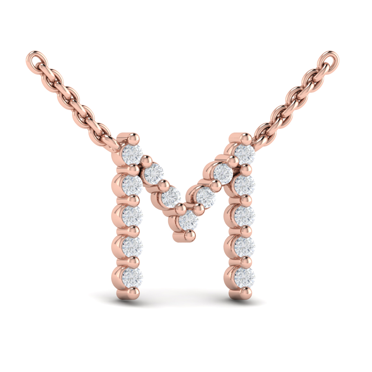 Diamond Alphabet Pendant Necklace, M