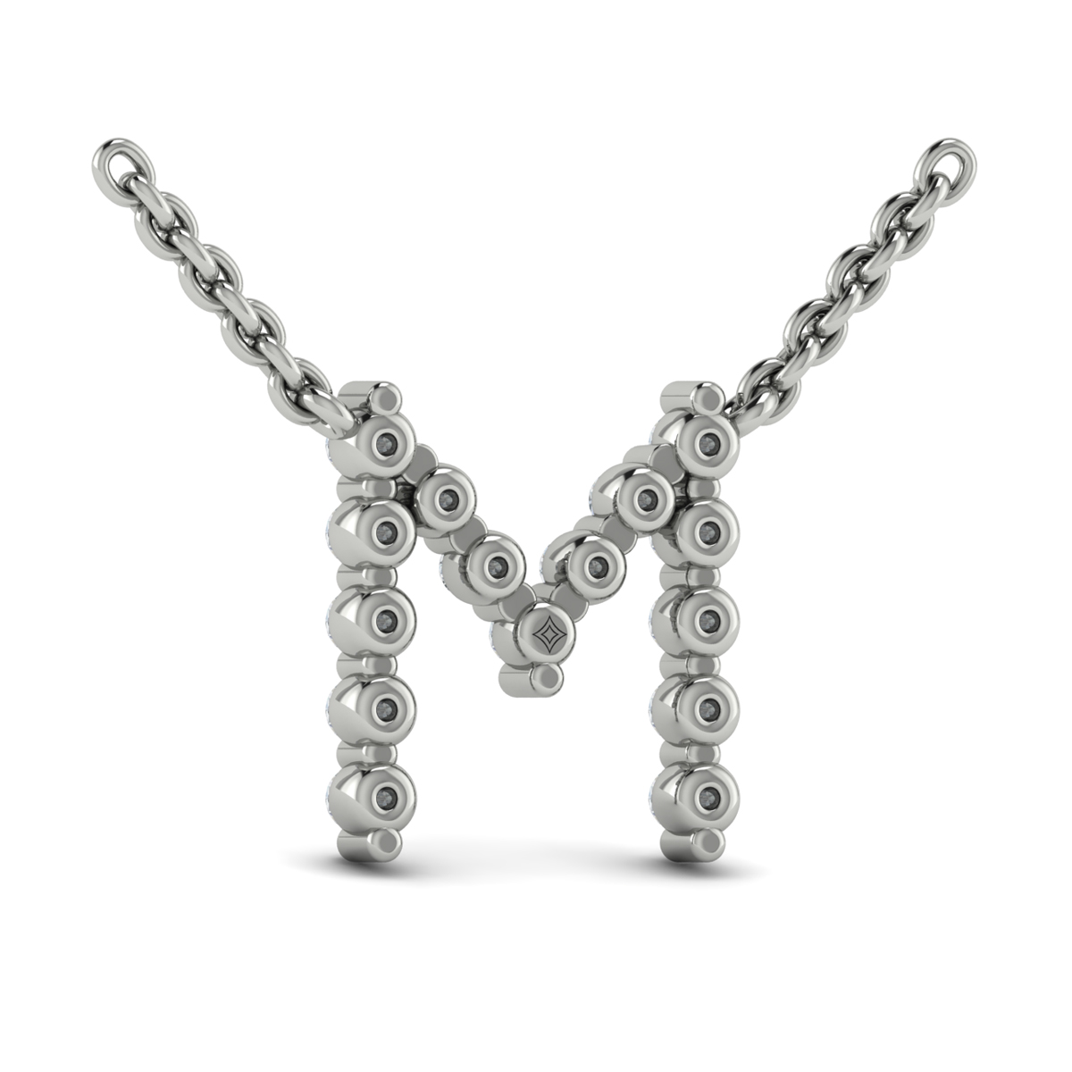 Diamond Alphabet Pendant Necklace, M