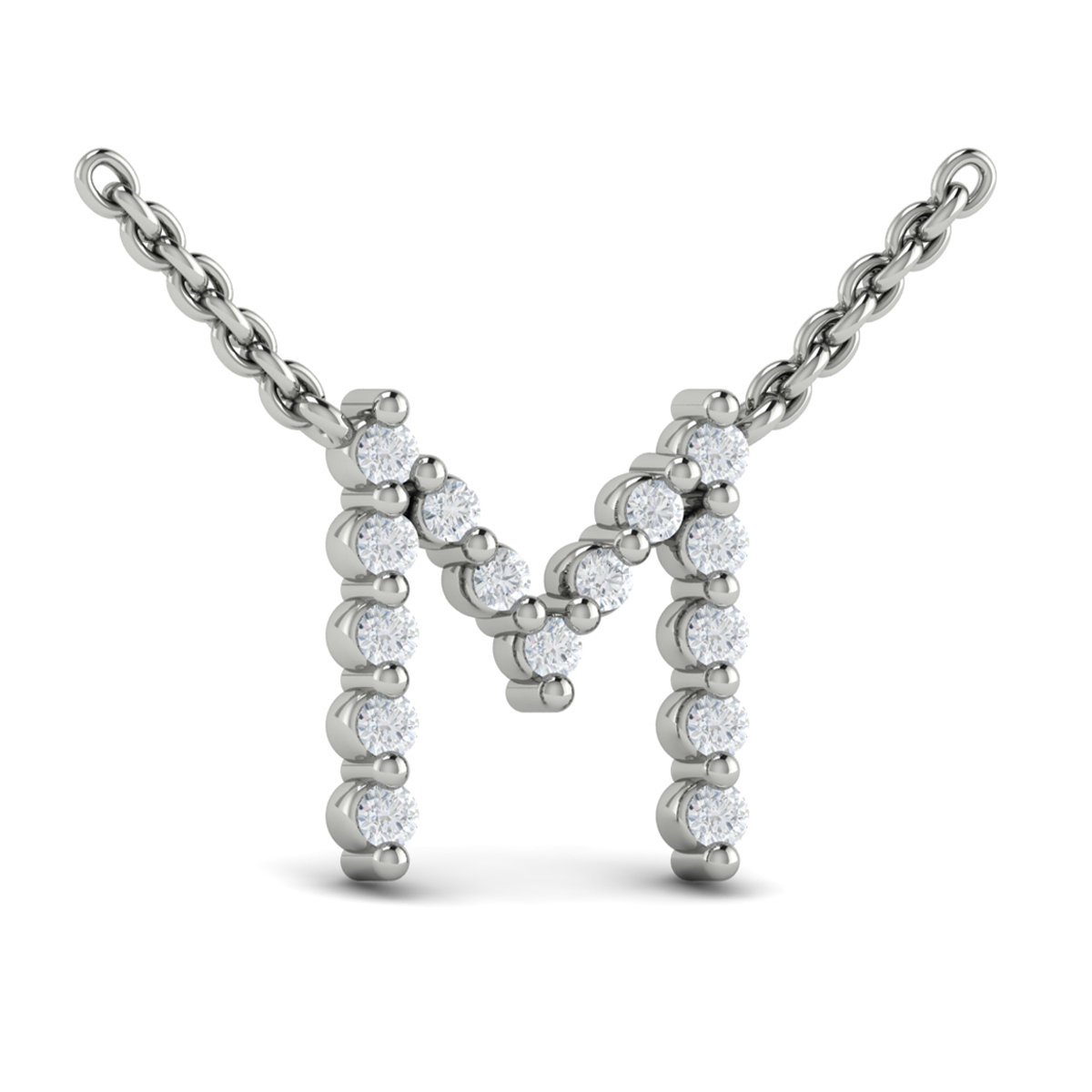Diamond Alphabet Pendant Necklace, M