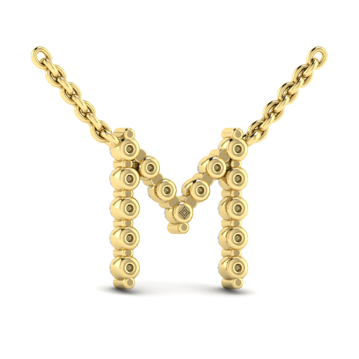 Diamond Alphabet Pendant Necklace, M