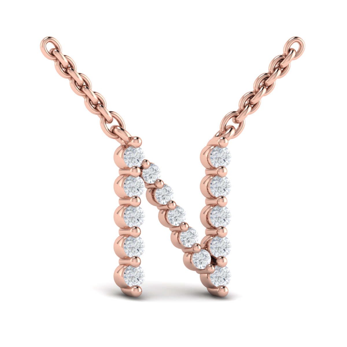 Diamond Alphabet Pendant Necklace, N