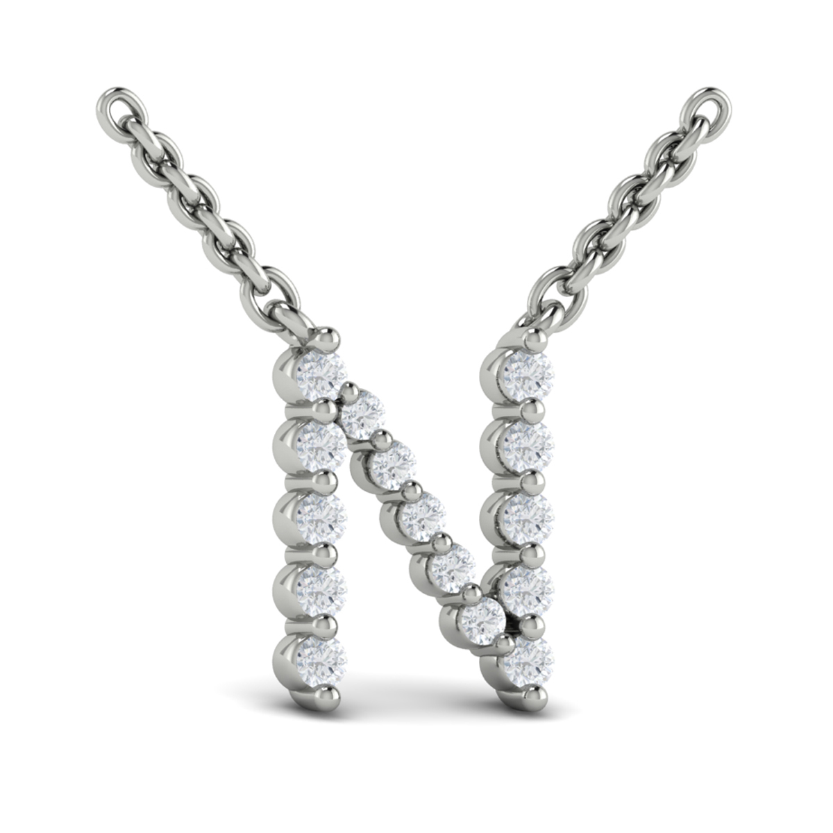 Diamond Alphabet Pendant Necklace, N