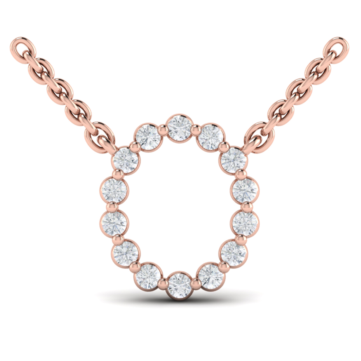 Diamond Alphabet Pendant Necklace, O