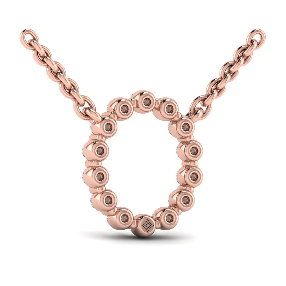 Diamond Alphabet Pendant Necklace, O