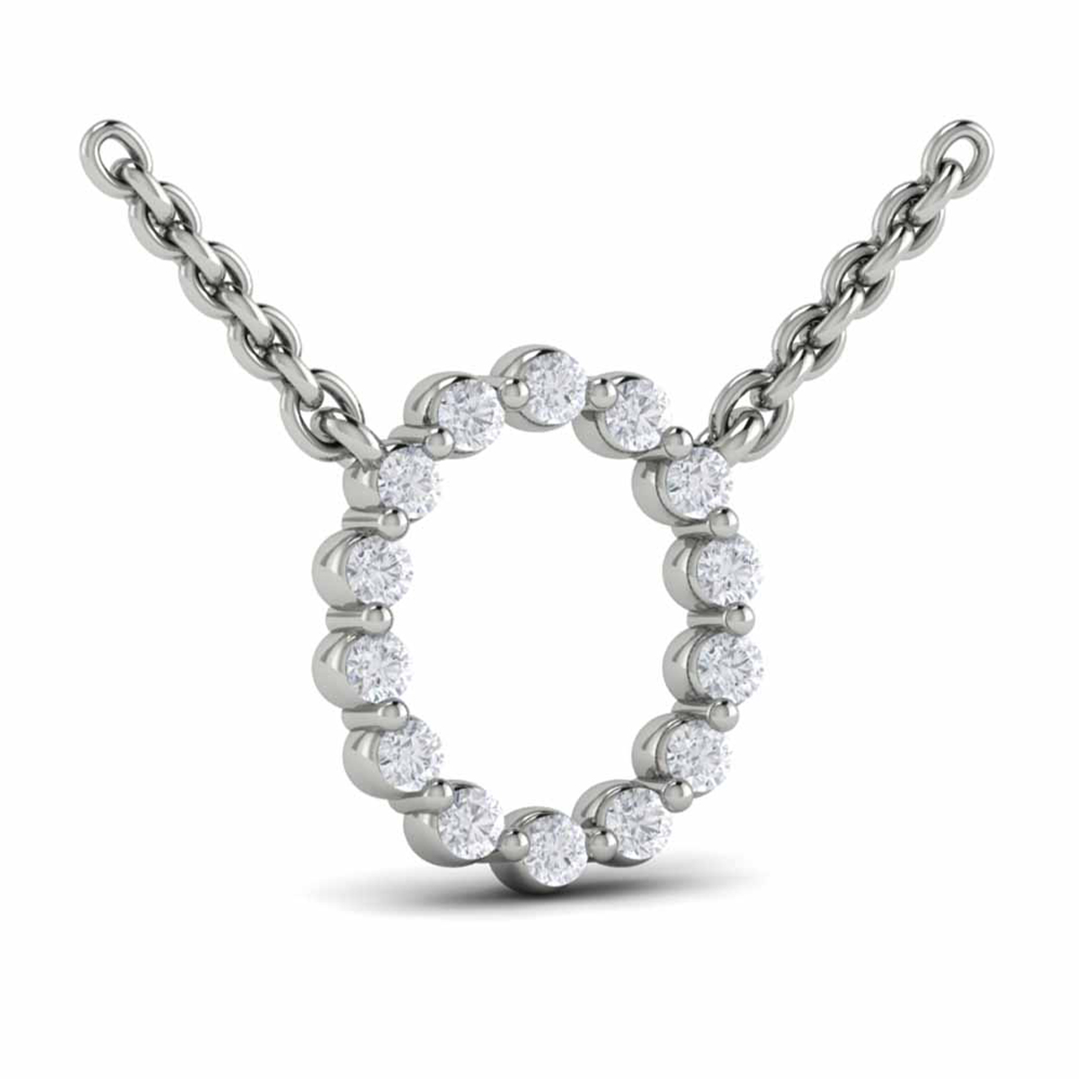 Diamond Alphabet Pendant Necklace, O