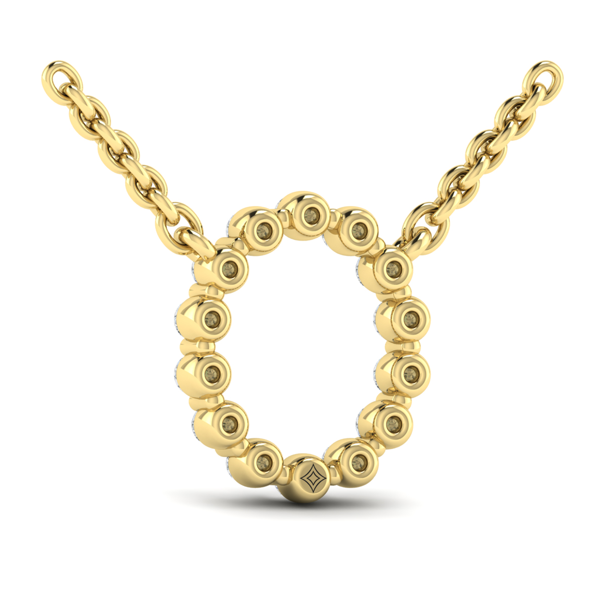 Diamond Alphabet Pendant Necklace, O