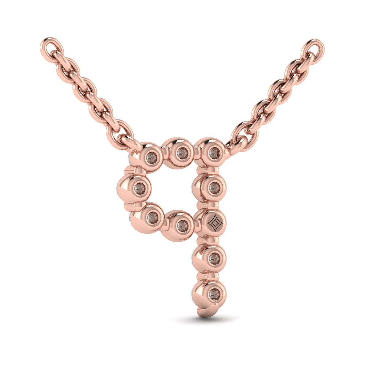 Diamond Alphabet Pendant Necklace, P