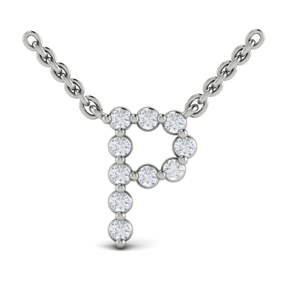 Diamond Alphabet Pendant Necklace, P