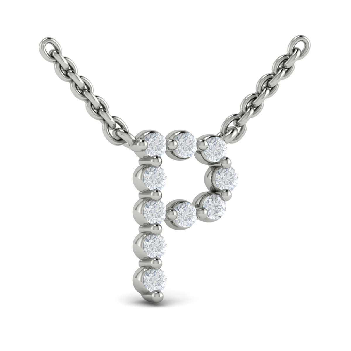 Diamond Alphabet Pendant Necklace, P