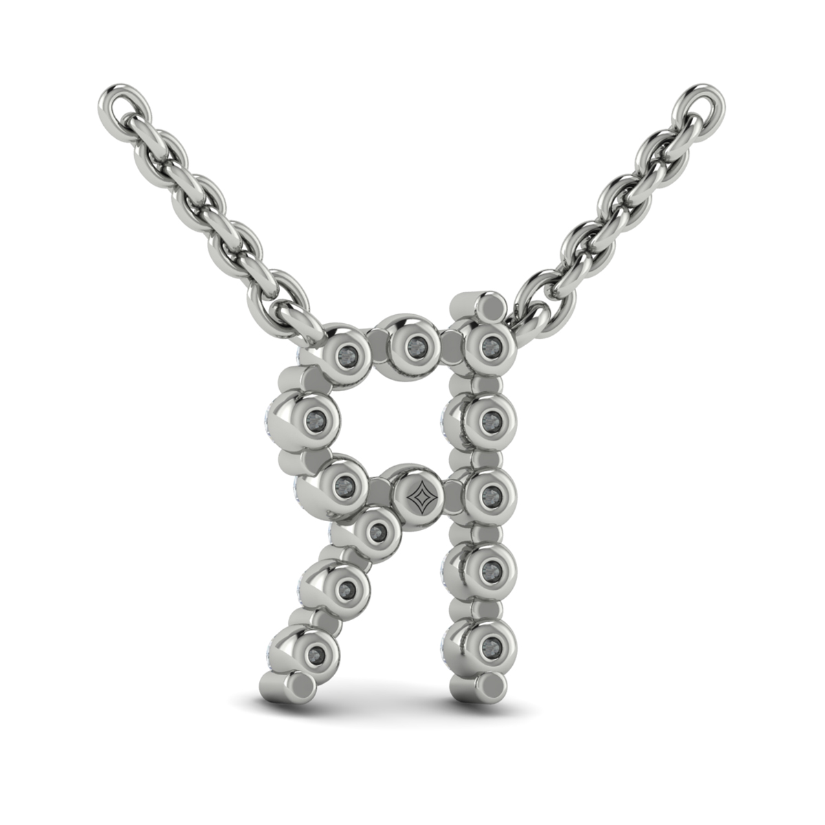 Diamond Alphabet Pendant Necklace, R