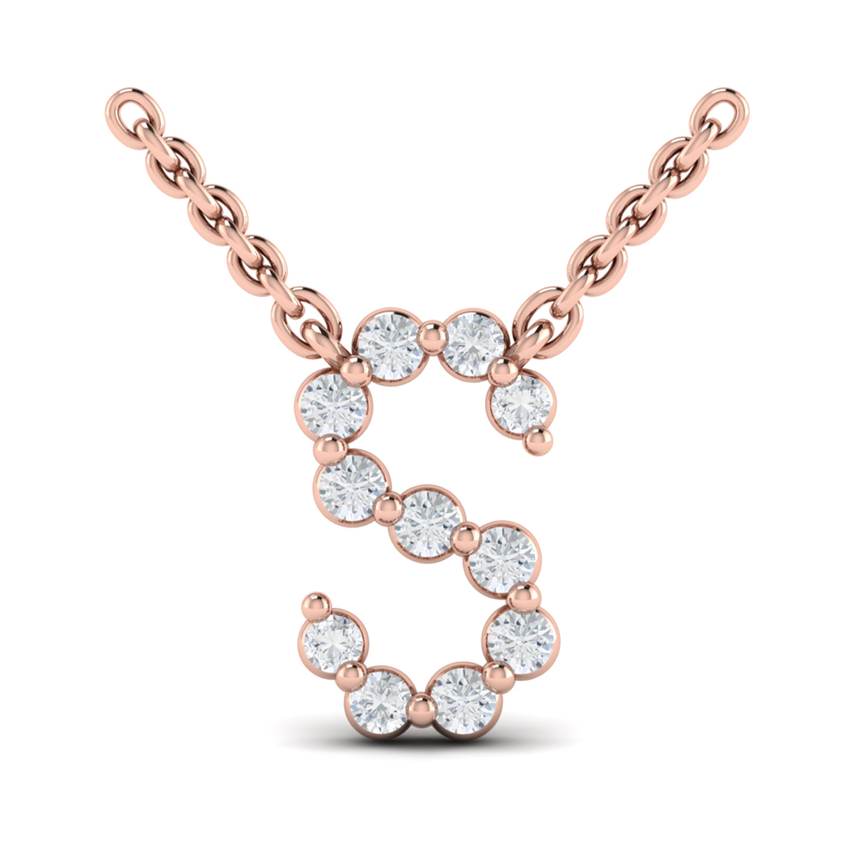 Diamond Alphabet Pendant Necklace, S