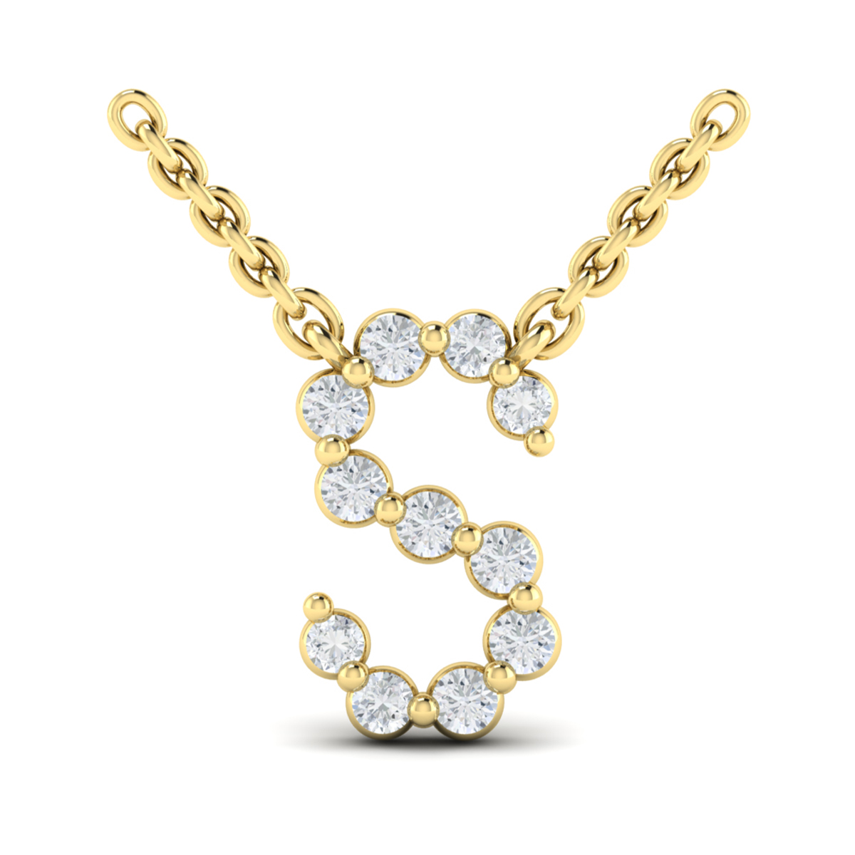 Diamond Alphabet Pendant Necklace, S