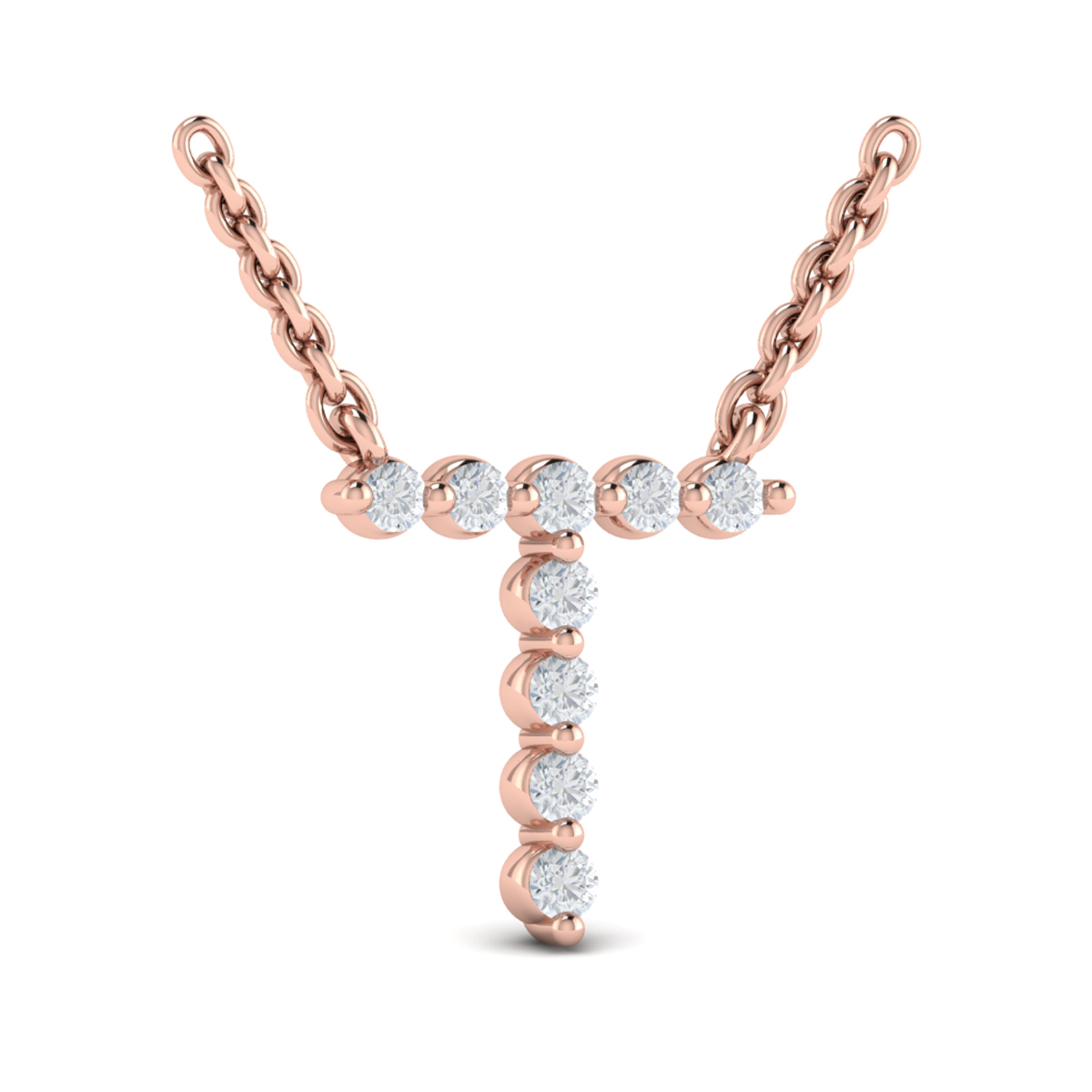 Diamond Alphabet Pendant Necklace, T