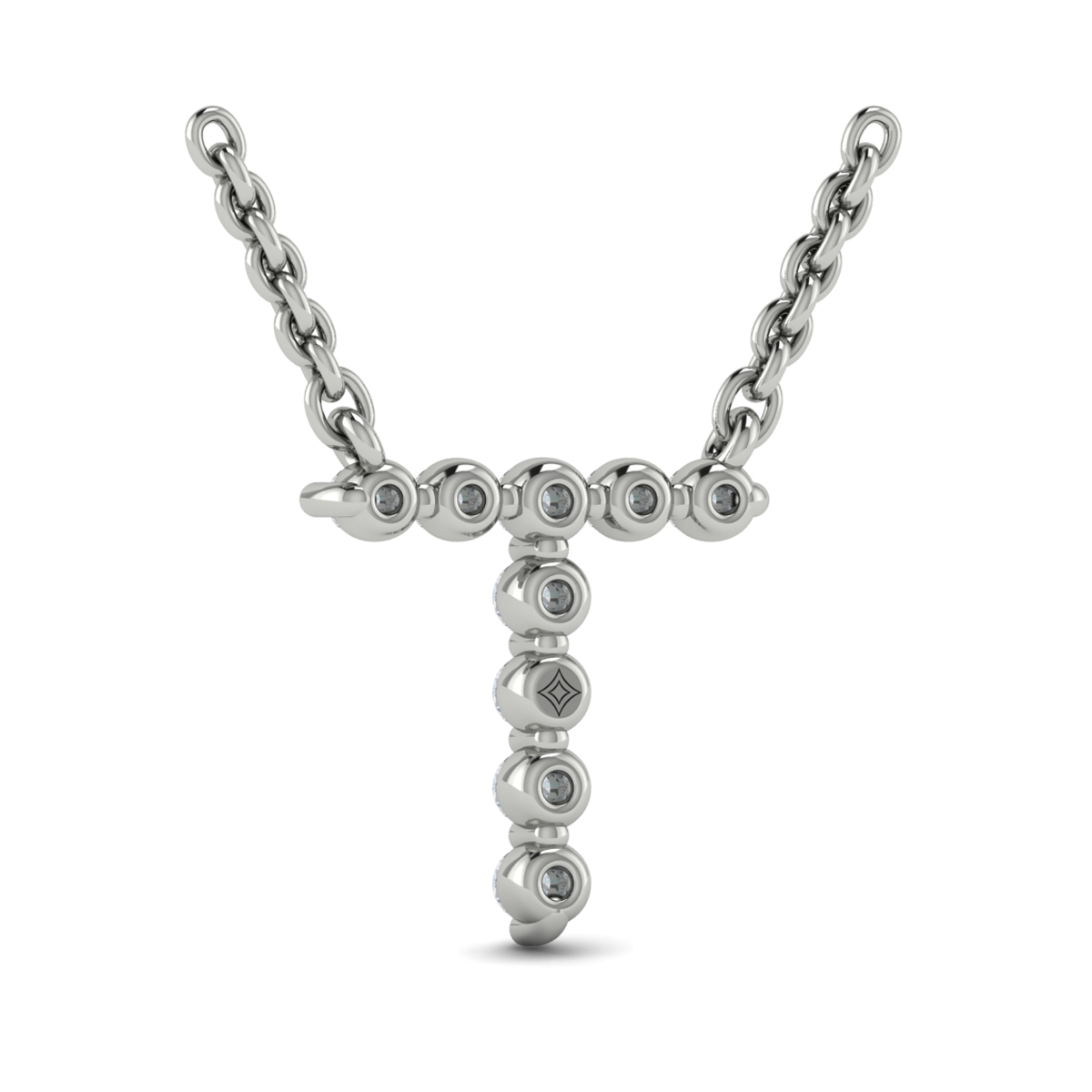 Diamond Alphabet Pendant Necklace, T