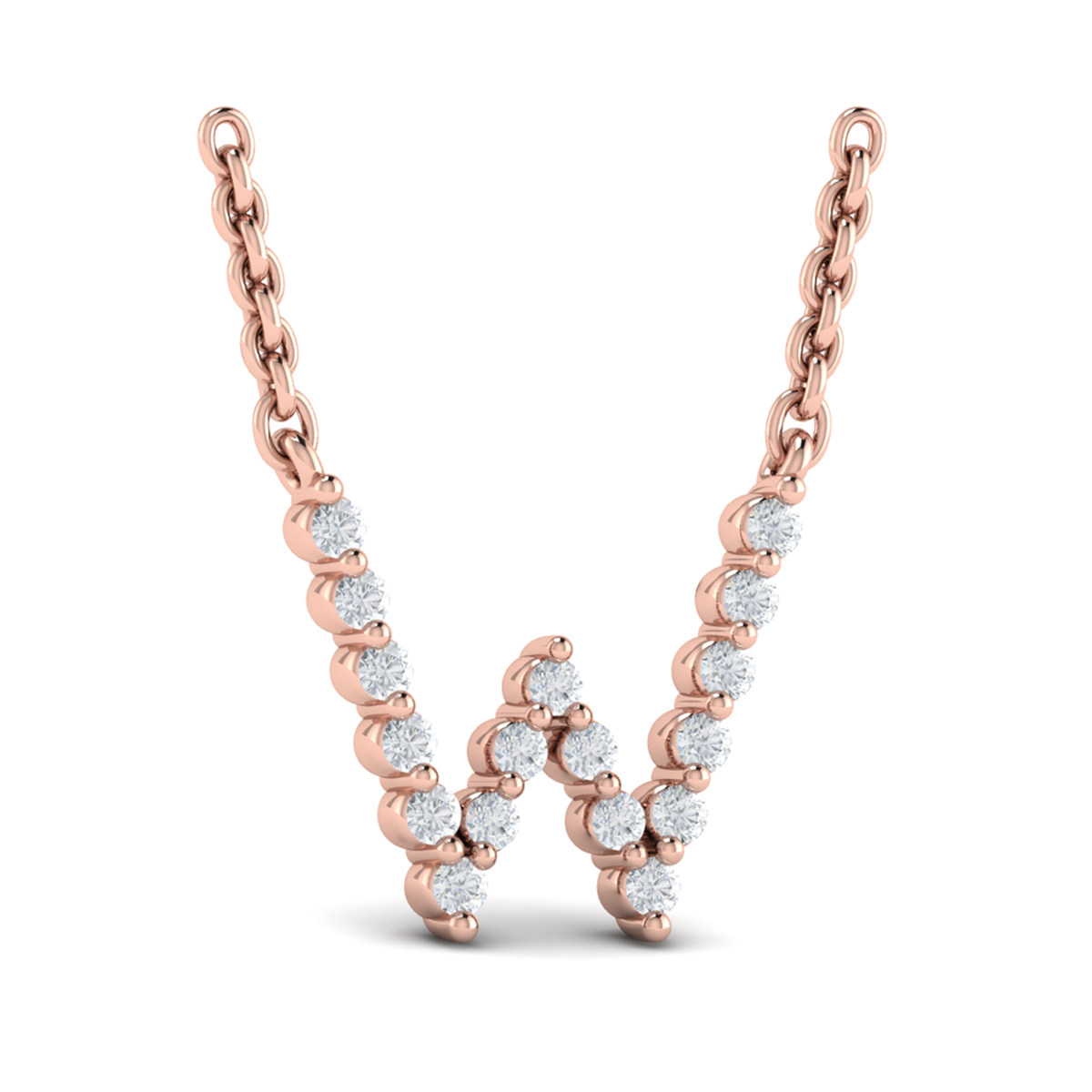 Diamond Alphabet Pendant Necklace, W