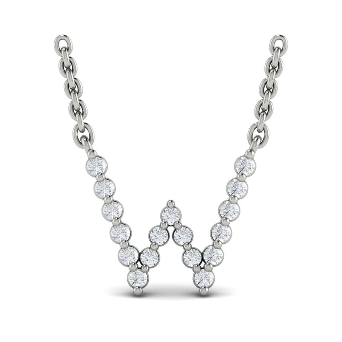 Diamond Alphabet Pendant Necklace, W
