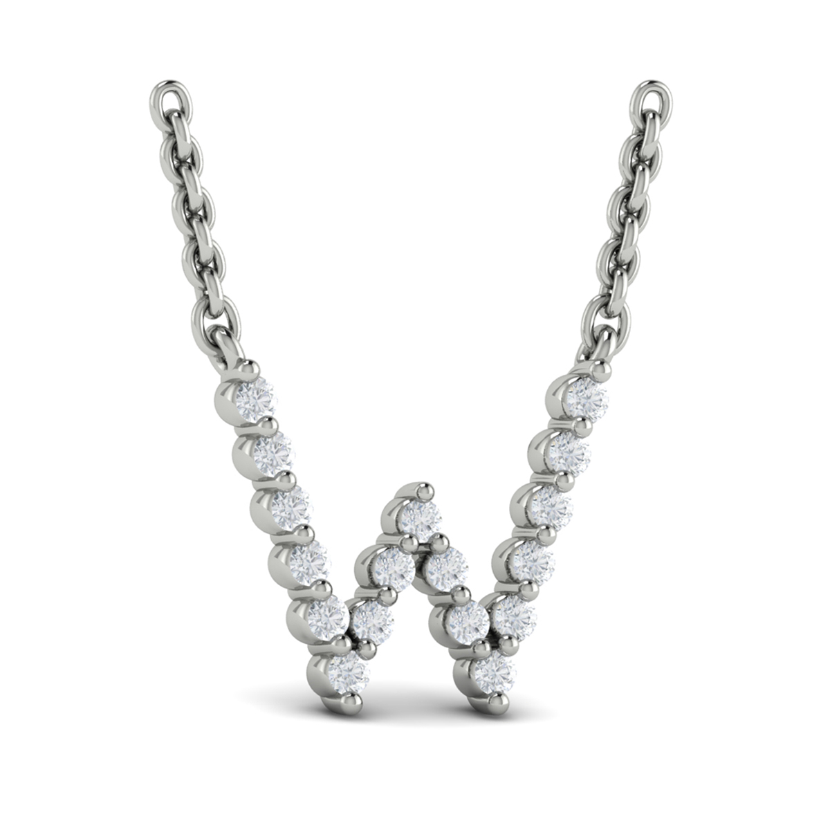 Diamond Alphabet Pendant Necklace, W