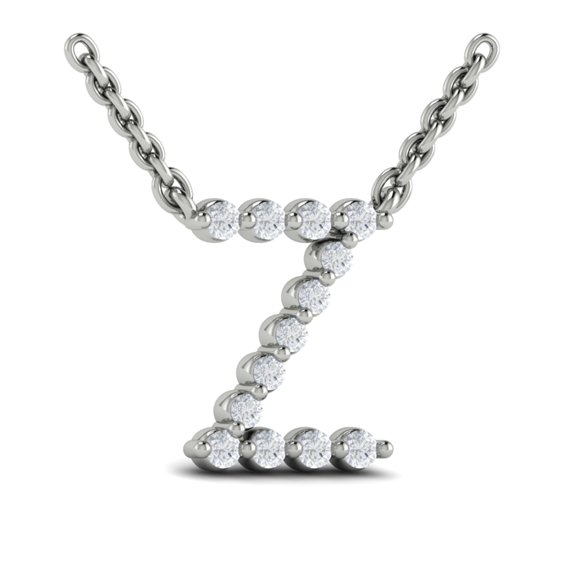 Diamond Alphabet Pendant Necklace, Z
