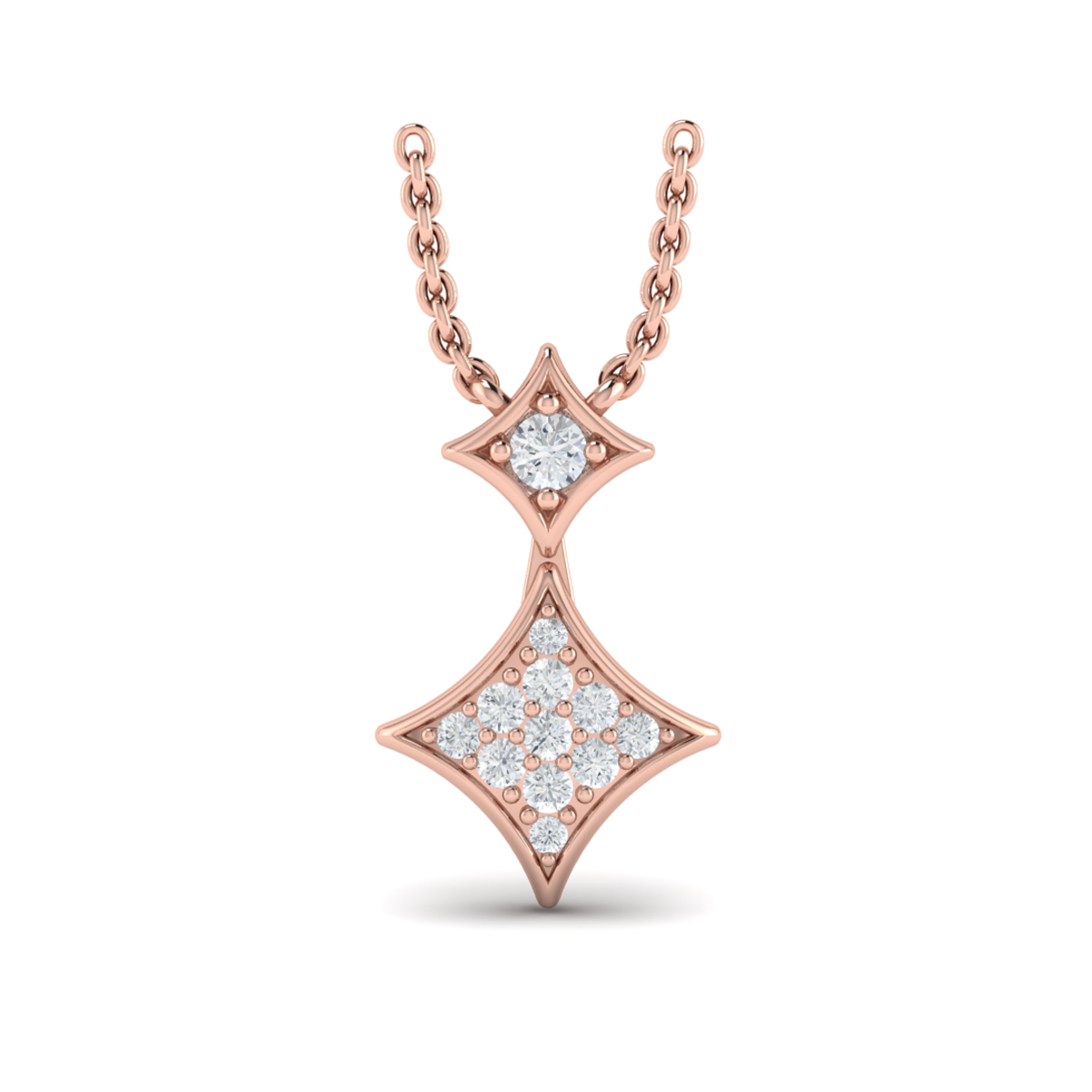 Diamond Cluster Double Vlora Star Pendant Necklace