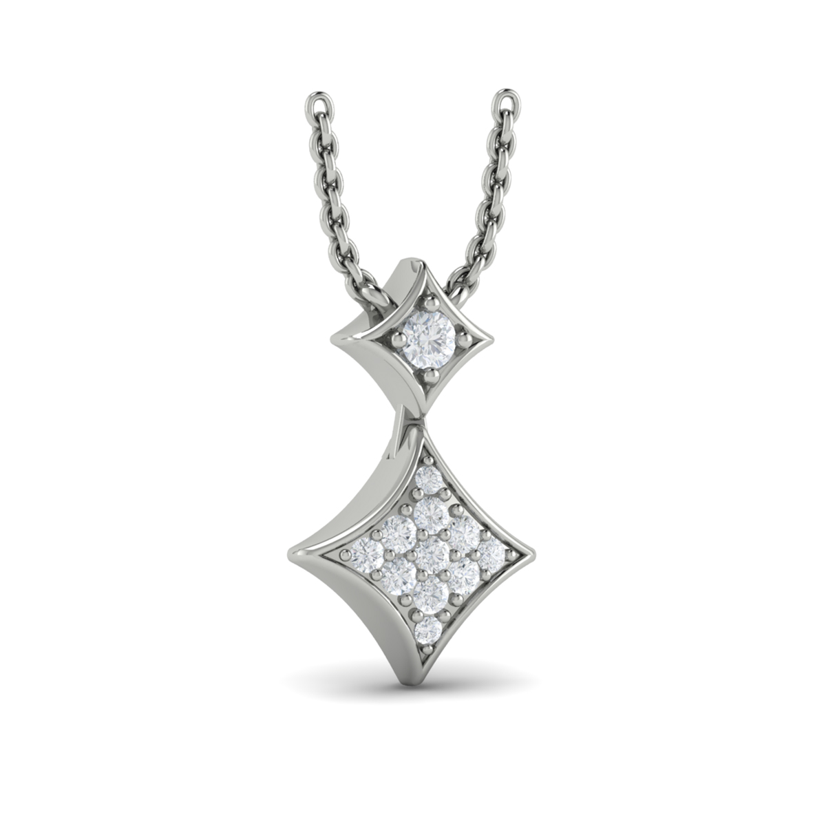 Diamond Cluster Double Vlora Star Pendant Necklace