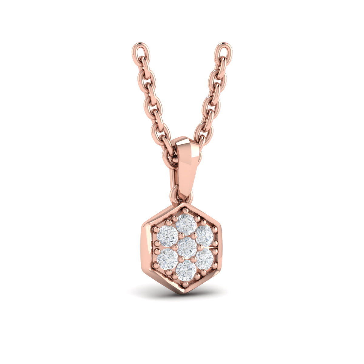 Diamond Cluster Honeycomb Pendant Necklace
