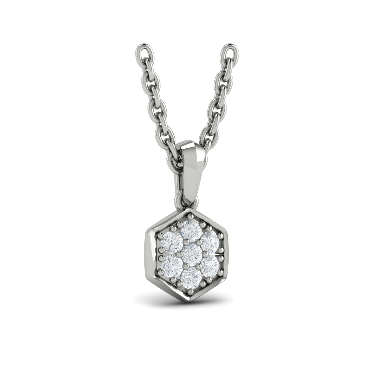 Diamond Cluster Honeycomb Pendant Necklace