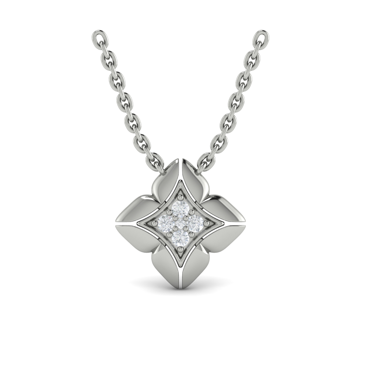 Diamond Vlora Star Floral Pendant Necklace