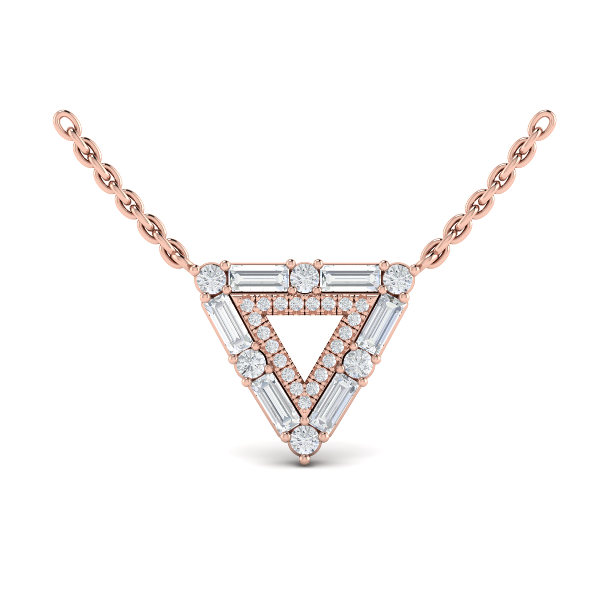 Diamond Baguette Double Trinity Necklace