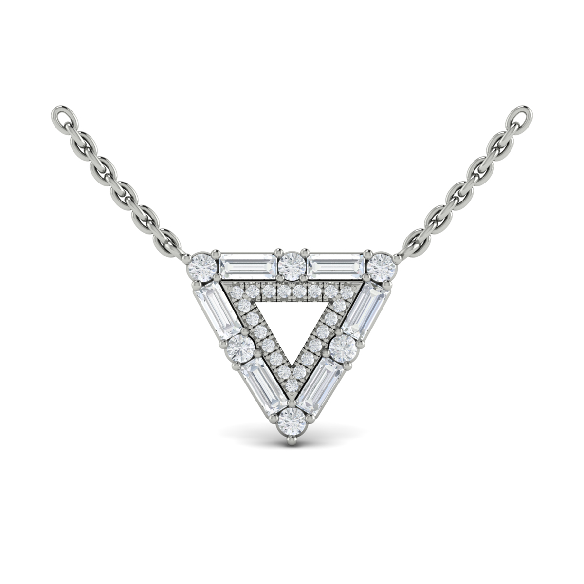 Diamond Baguette Double Trinity Necklace