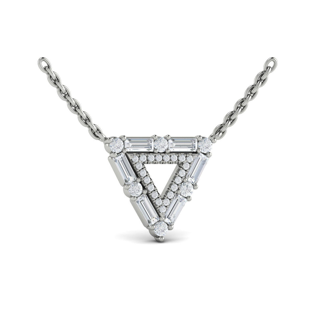 Diamond Baguette Double Trinity Necklace