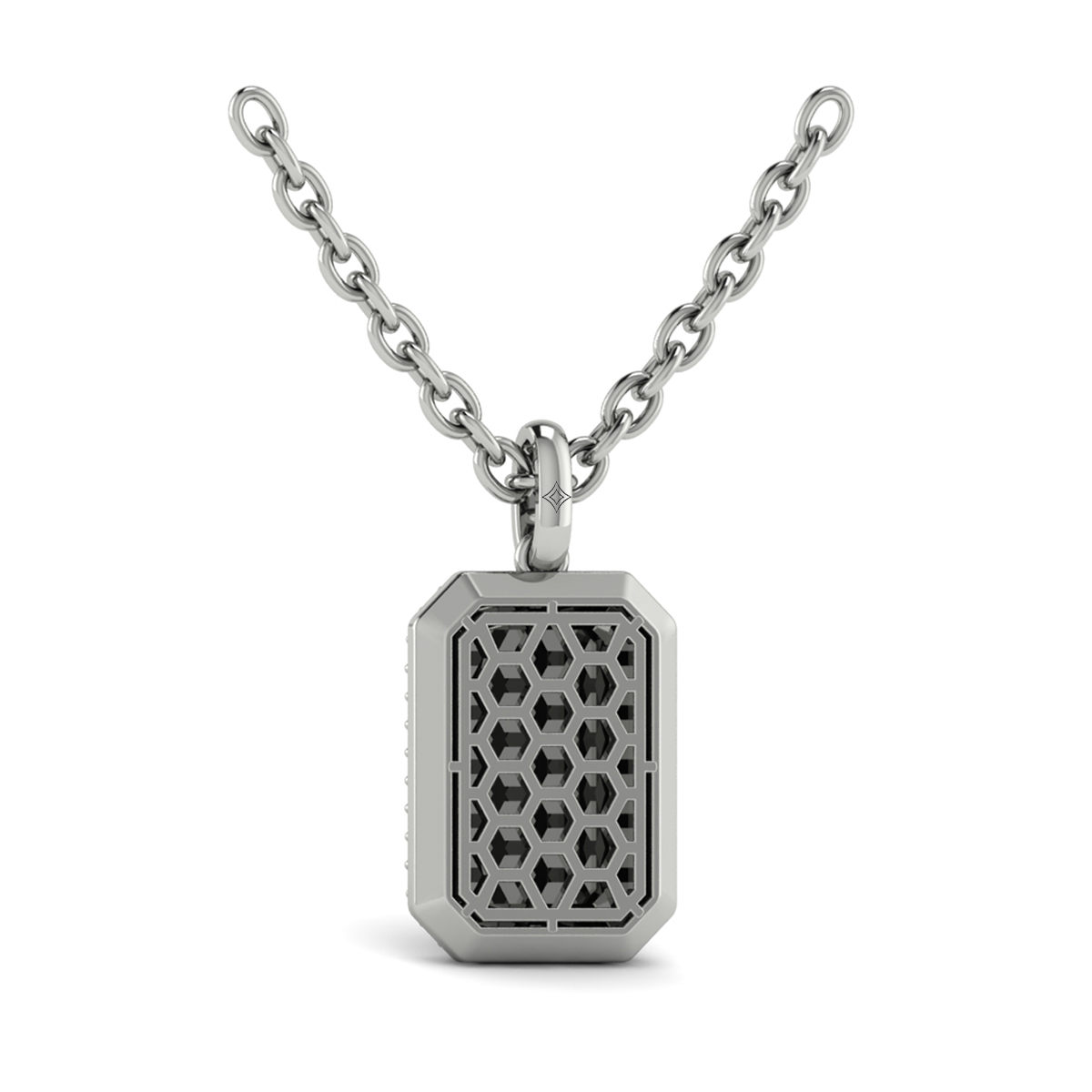 Diamond Medallion Alphabet Pendant Link Necklace, P