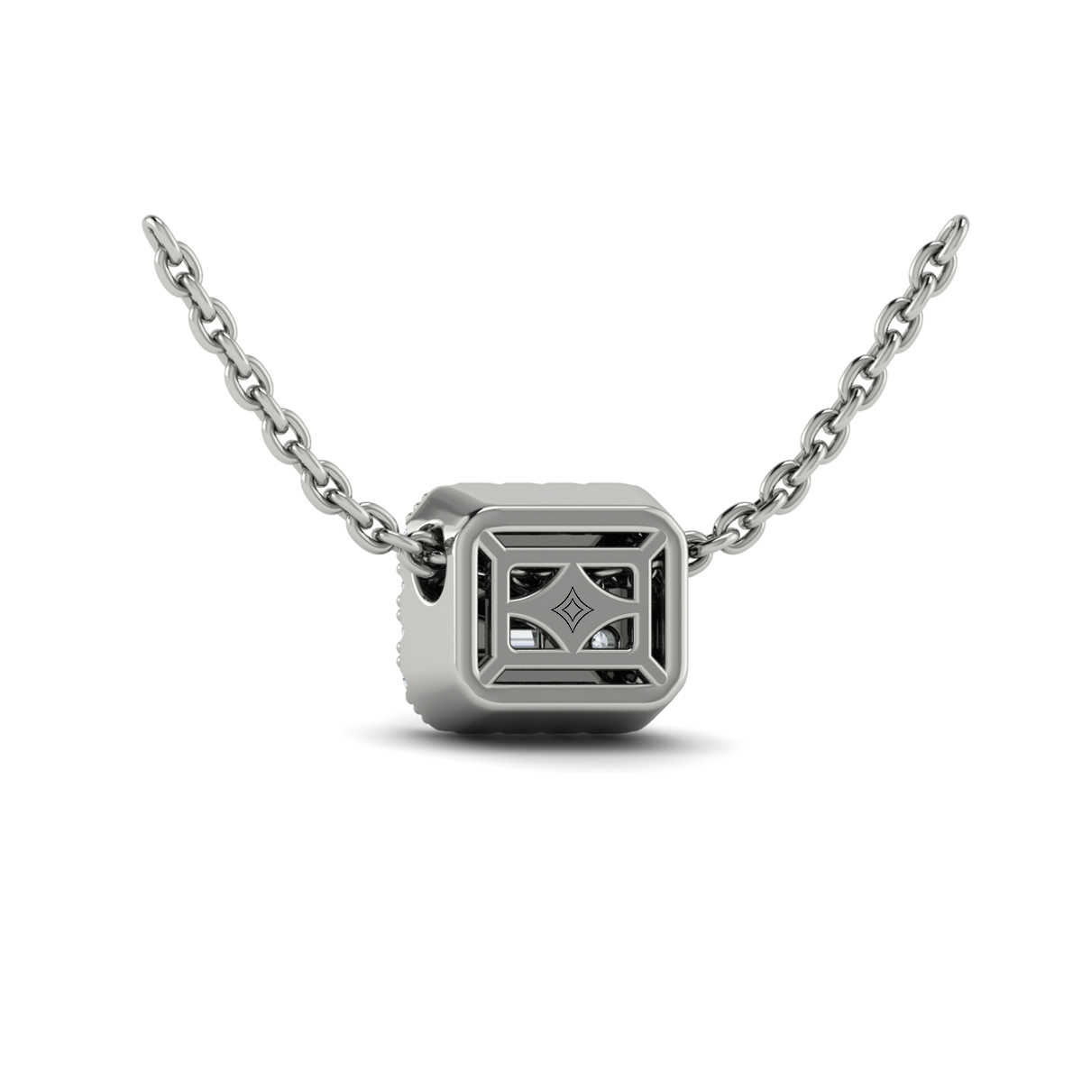 Diamond Baguette Halo Pendant Necklace
