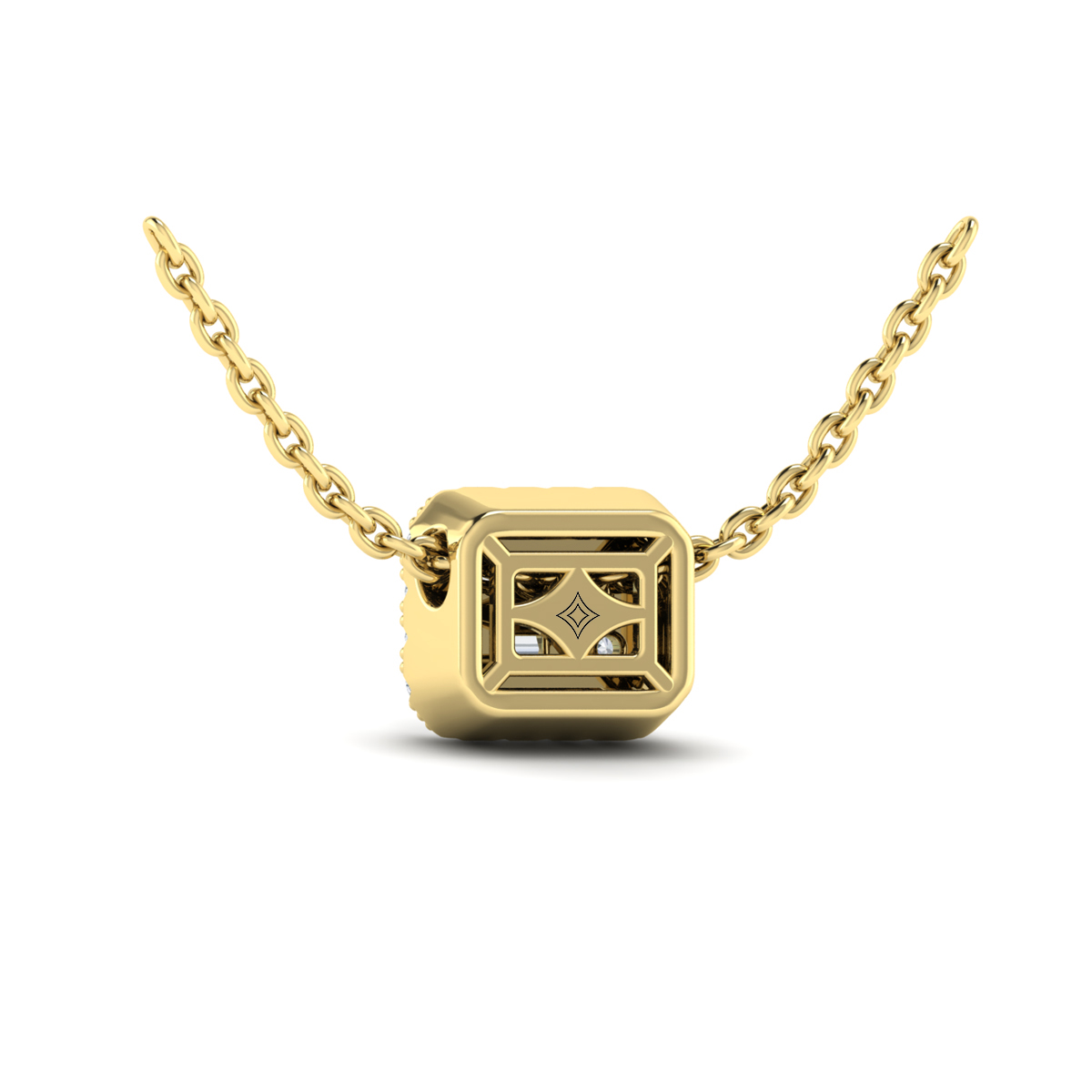 Diamond Baguette Halo Pendant Necklace