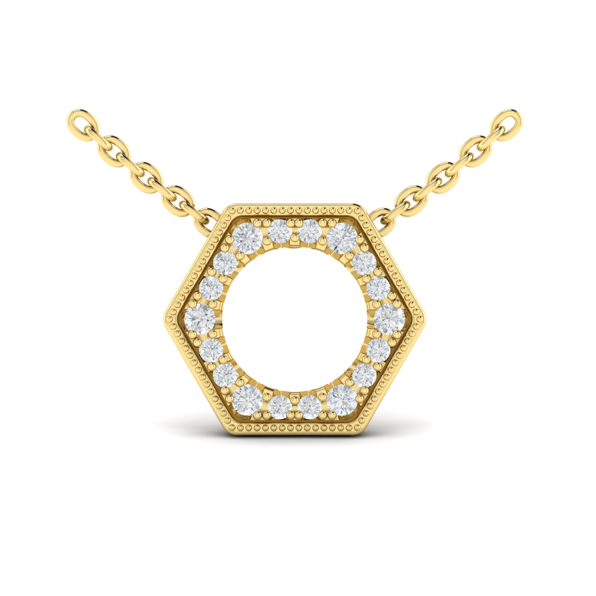 Diamond Open Honeycomb Pendant Necklace