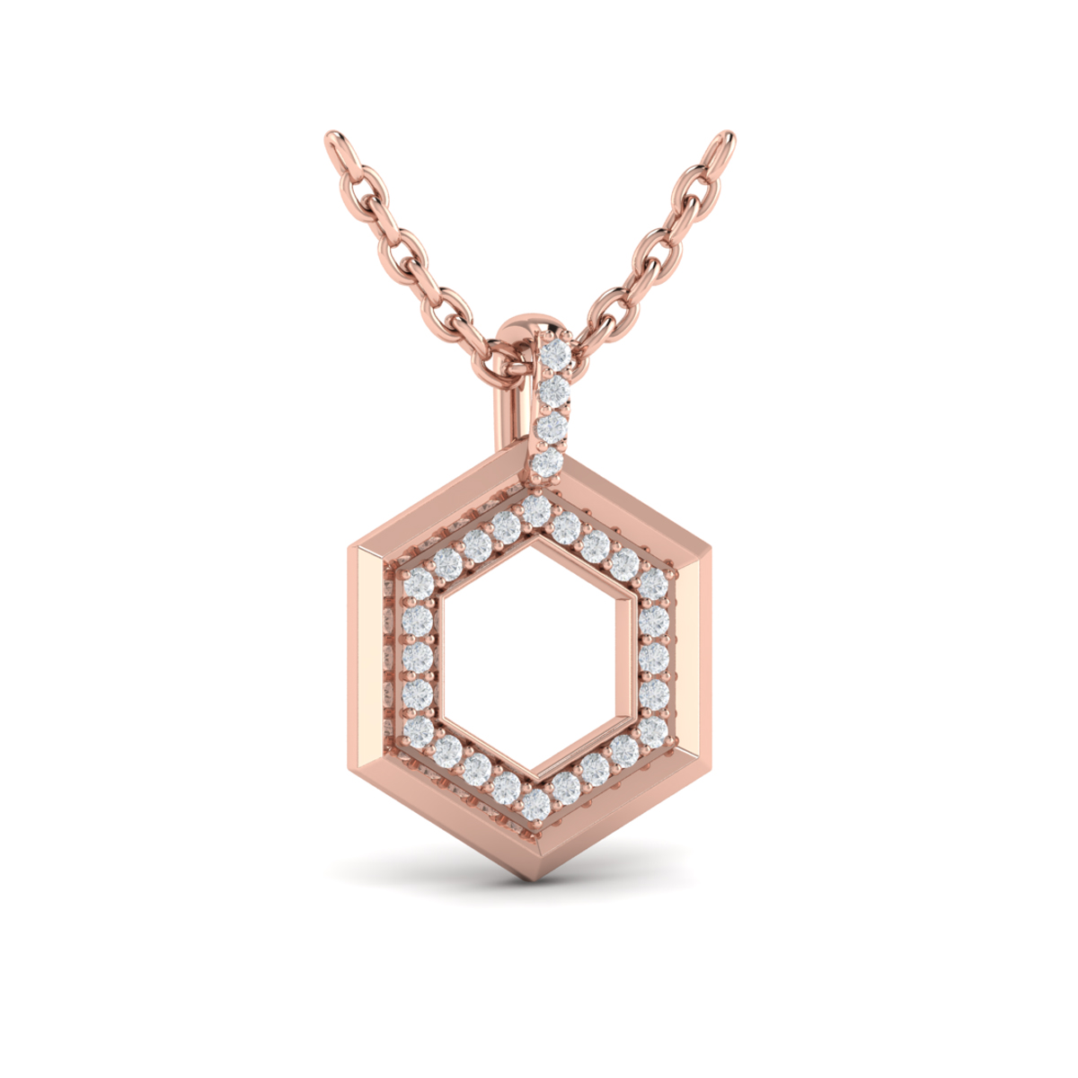 Diamond Open Honeycomb Pendant Necklace