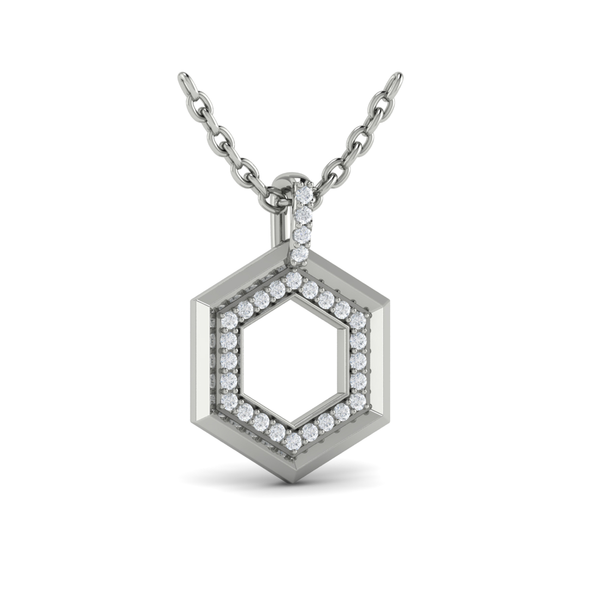 Diamond Open Honeycomb Pendant Necklace