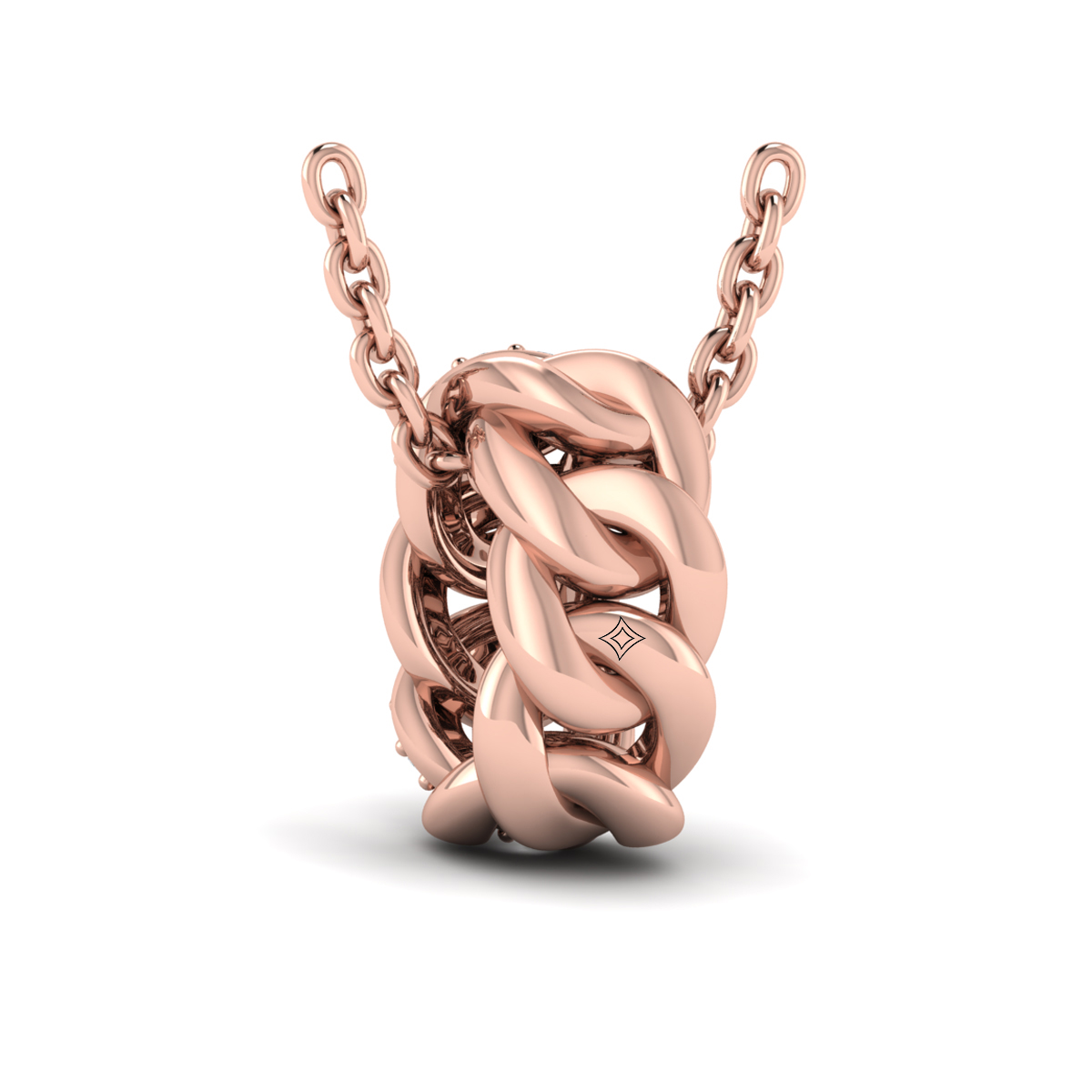 Channel Set Link with Diamonds Pendant Necklace