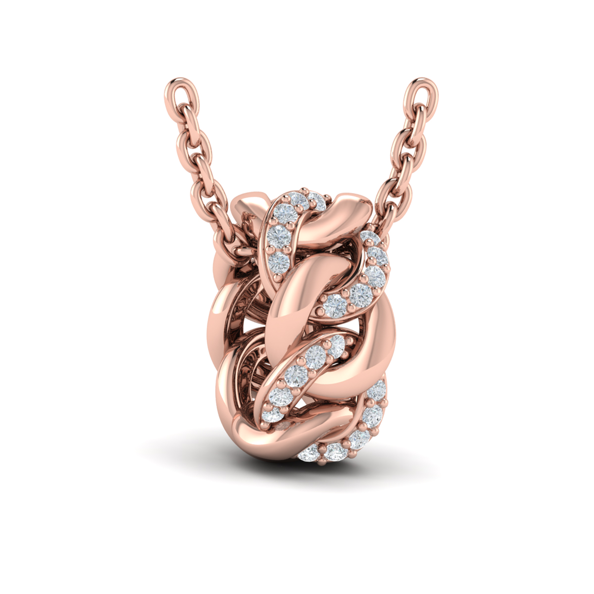 Channel Set Link with Diamonds Pendant Necklace