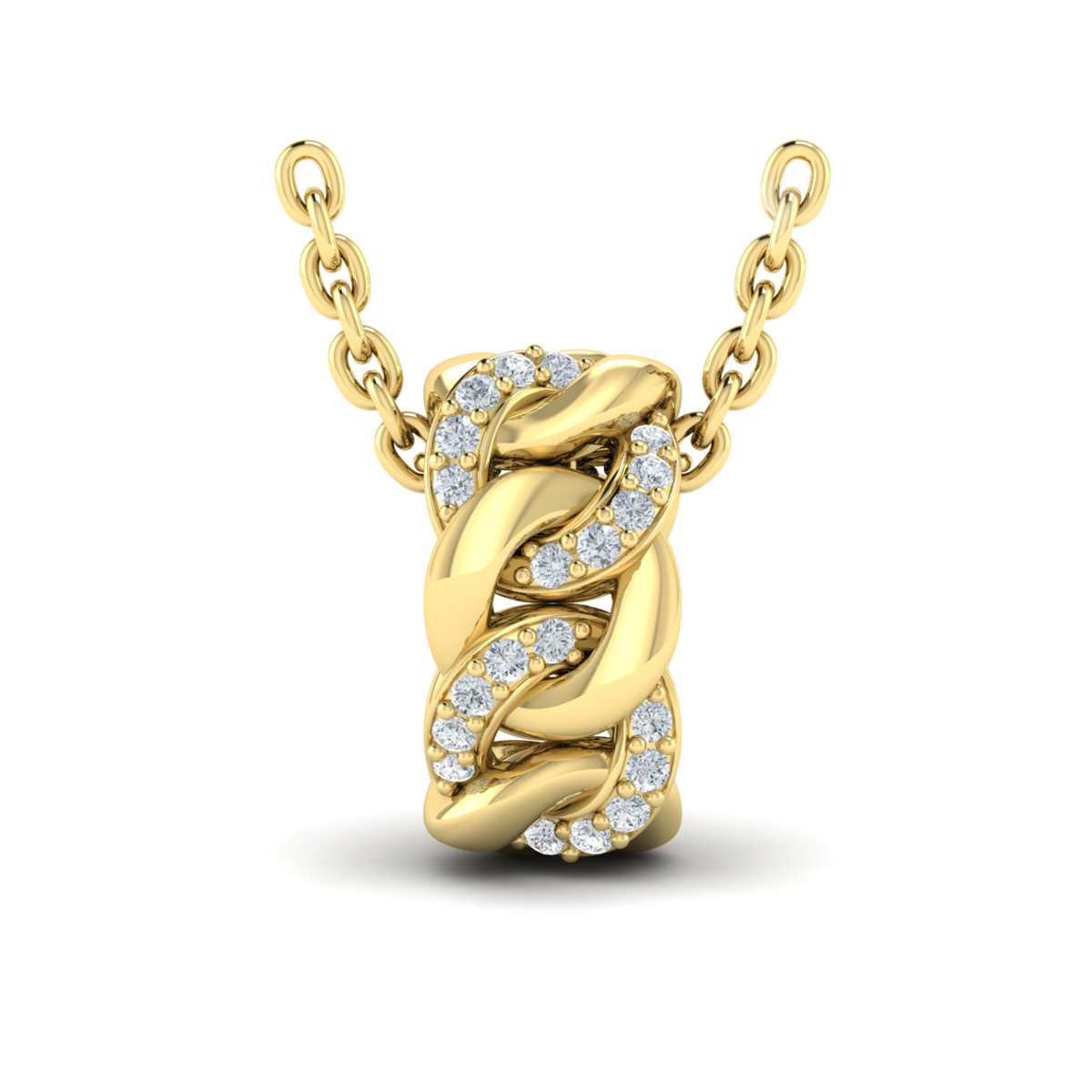 Channel Set Link with Diamonds Pendant Necklace
