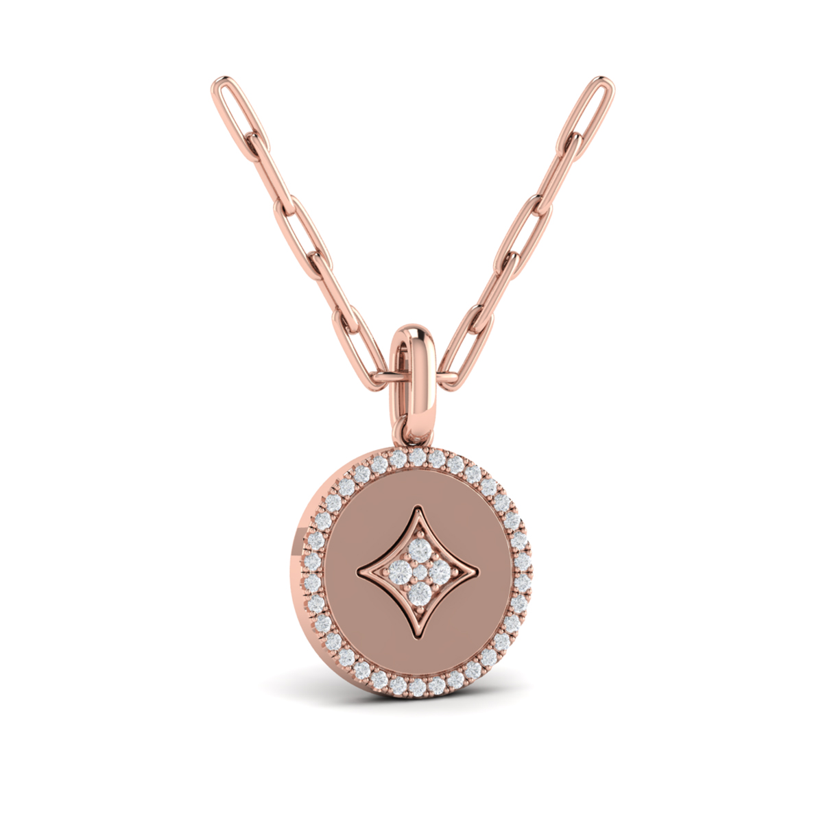 Center Star Diamonds and Bezel Pendant Necklace