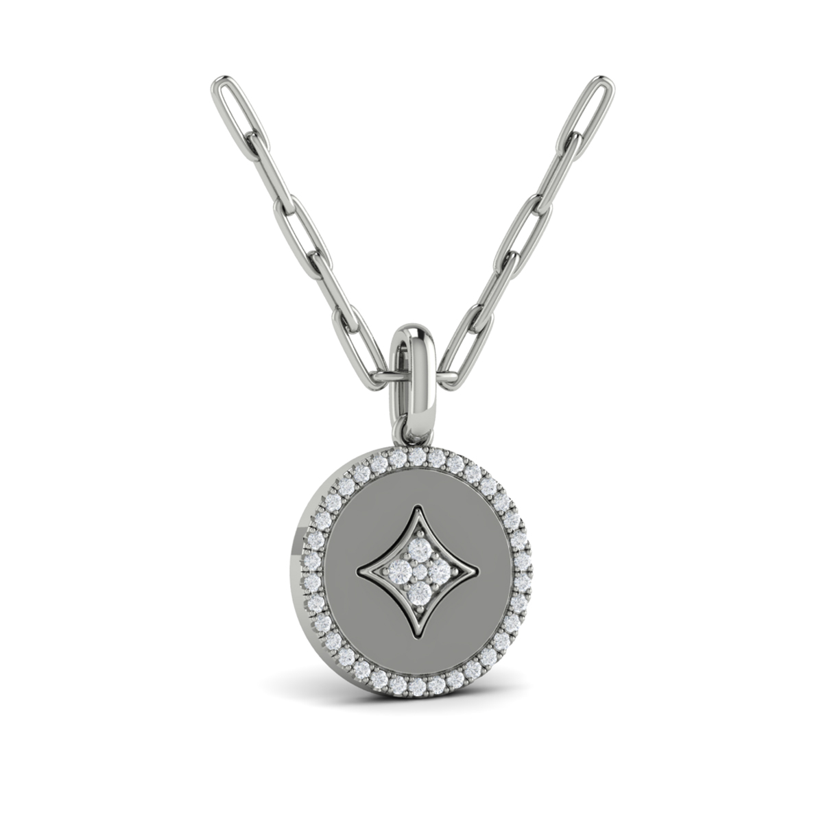 Center Star Diamonds and Bezel Pendant Necklace