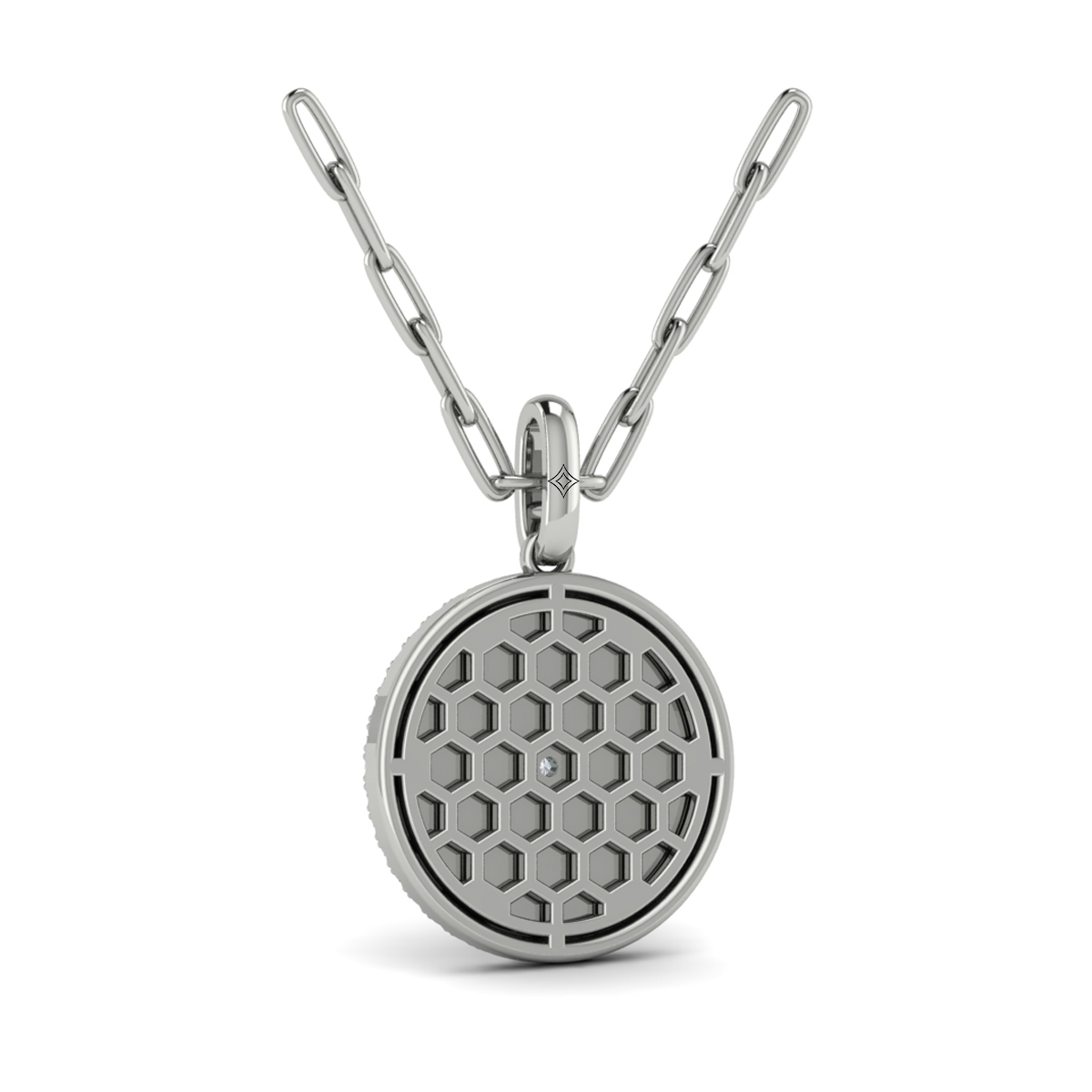 Center Starburst Diamond and Bezel Pendant Necklace